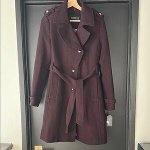 GUESS Women's Burgundy Wool Coat